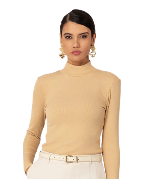 BLUSA 1/2 GOLA SLIM ACANALADA MIRASUL