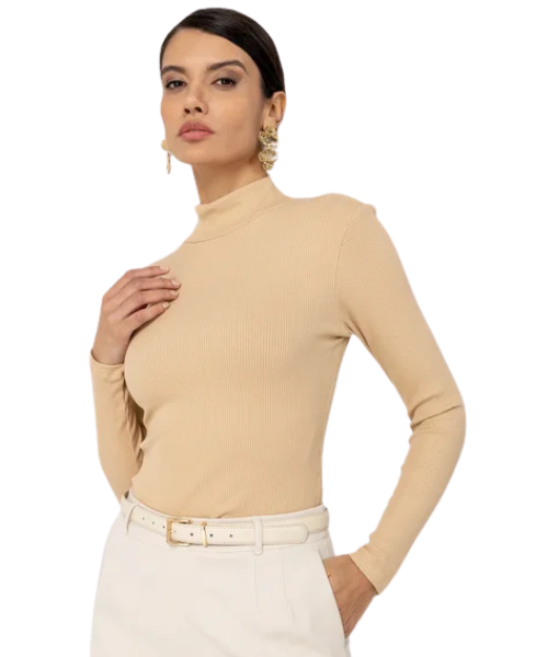 BLUSA 1/2 GOLA SLIM ACANALADA MIRASUL