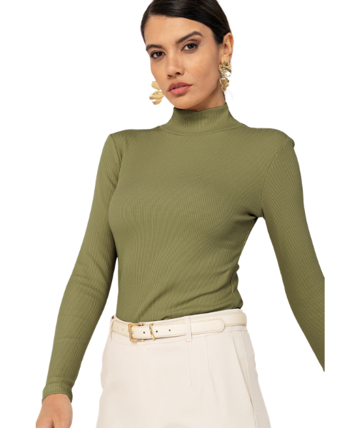 BLUSA 1/2 GOLA SLIM ACANALADA MIRASUL